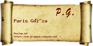 Paris Géza névjegykártya
